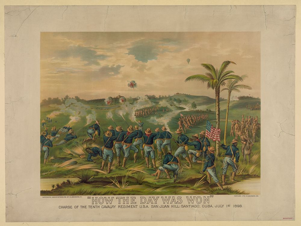 "How the day was won" Charge of the Tenth Cavalry Regiment U.S.A. San Juan Hill; Cuba, July 1st 1898