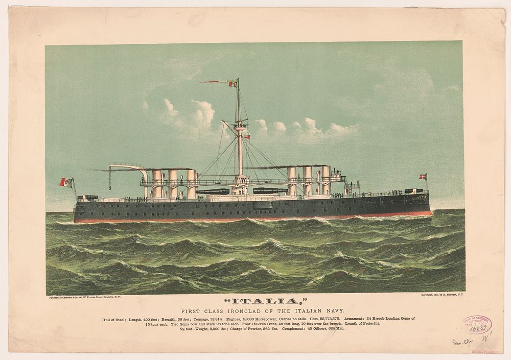 "Italia," first class ironclad of the Italian Navy