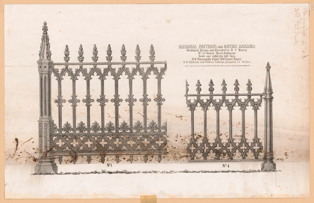 Original patterns, for gothic railings. Designed, drawn and executed by H.C. Murray, Baltimore