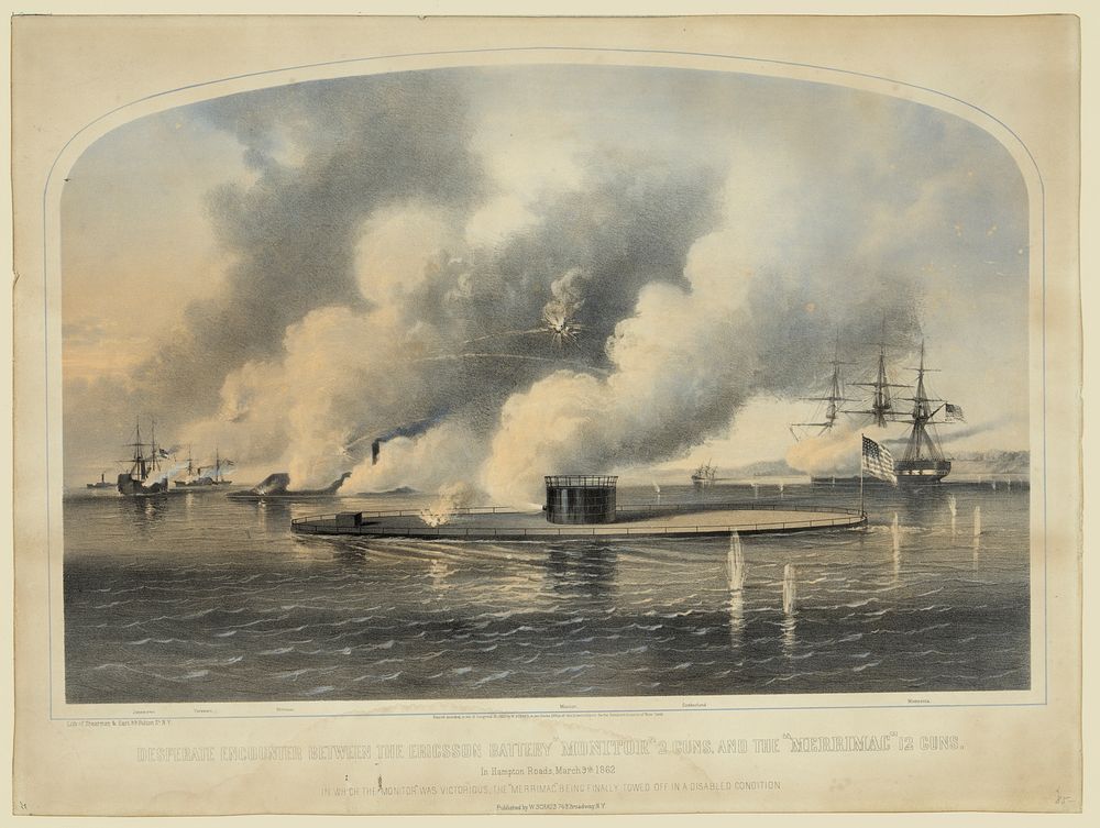 Desperate encounter between the Ericsson battery "Monitor" 2 guns, and the "Merrimac" 12 guns