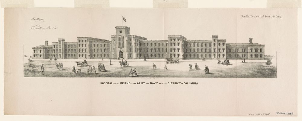 Hospital for the insane of the Army and Navy and the District of Columbia / [lith. of] J. Bien, 180 Broadway, N.Y.