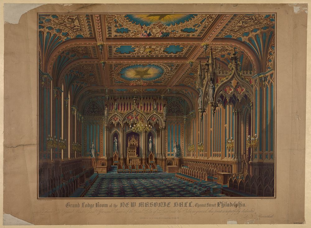 Grand Lodge room of the new Masonic Hall, Chestnut Street Philadelphia