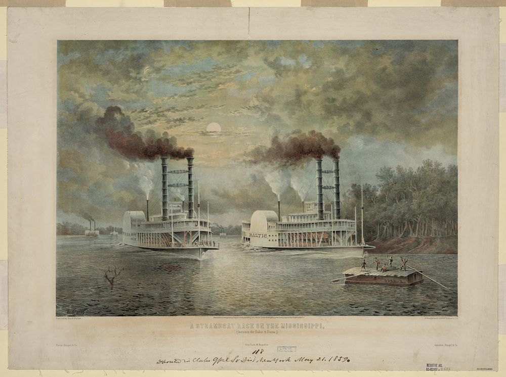 A steamboat race on the Mississippi, (between the Baltic & Diana)