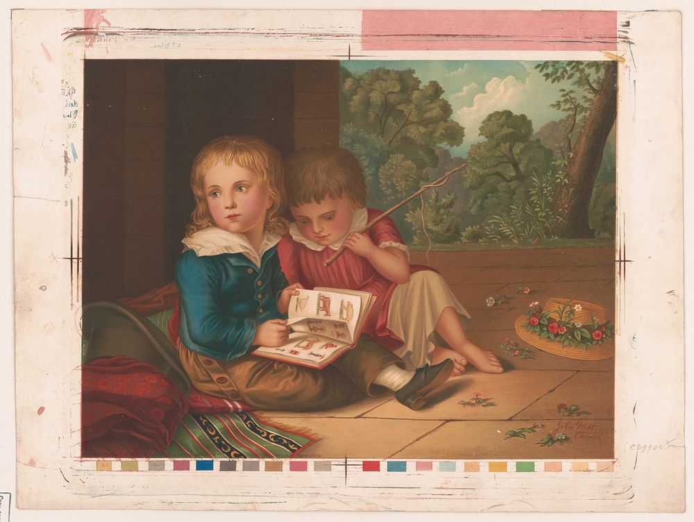 [Two children with book and switch]
