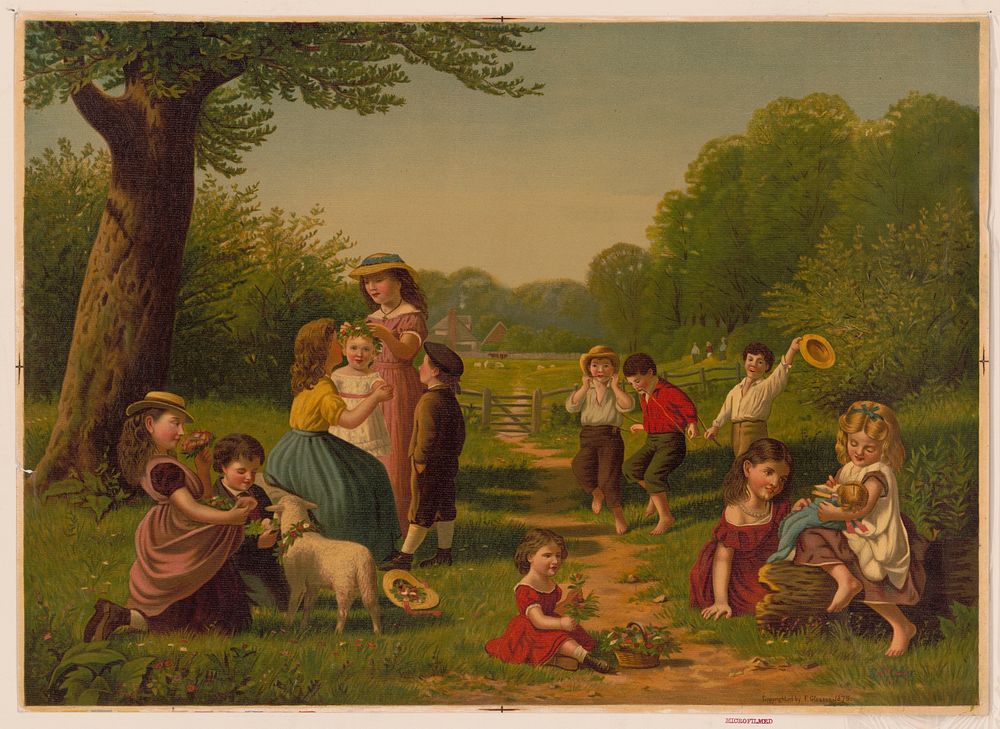[Children at play in a field], c1875.