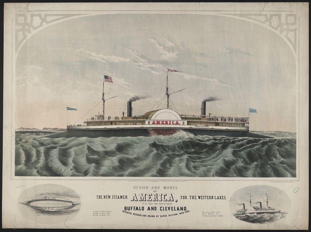 Design and model of the new steamer America, for the western lakes