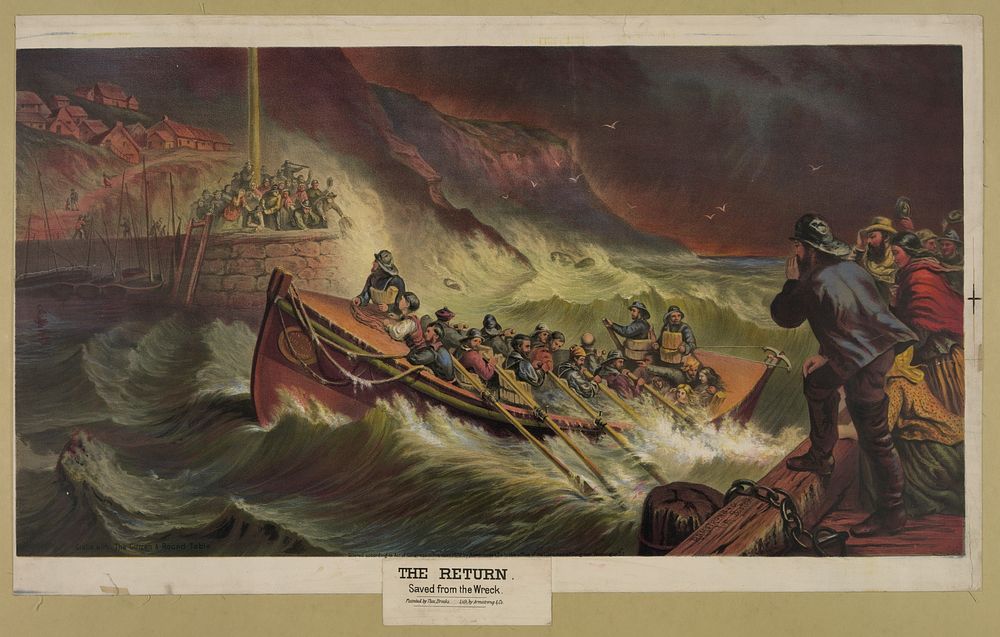 The return, or saved from the wreck / painted by Thos. Brooks ; Armstrong & Co. Lith. Boston.