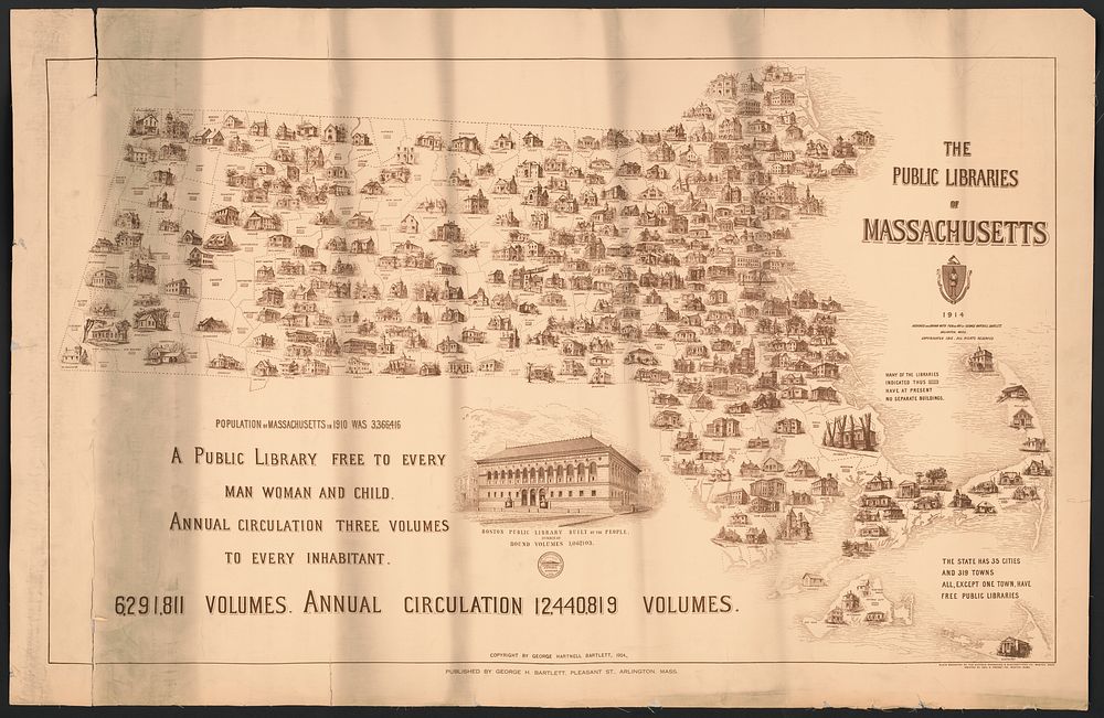 The public libraries of Massachusetts / designed and drawn with pen and ink by George Hartnell Bartlett.