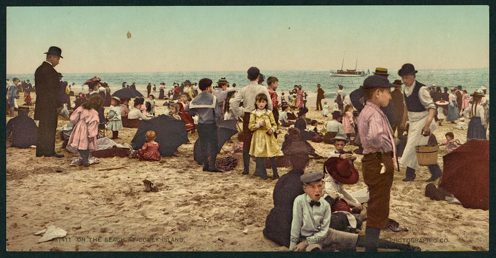 On the beach at Coney Island