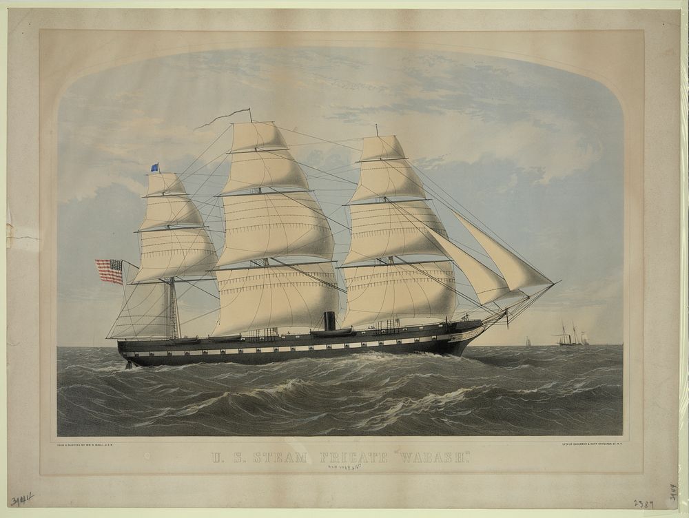 U.S. steam frigate "Wabash" / from a painting by Wm. N. Maull, U.S.N. ; lith. of Shearman & Hart, 99 Fulton St. N.Y.