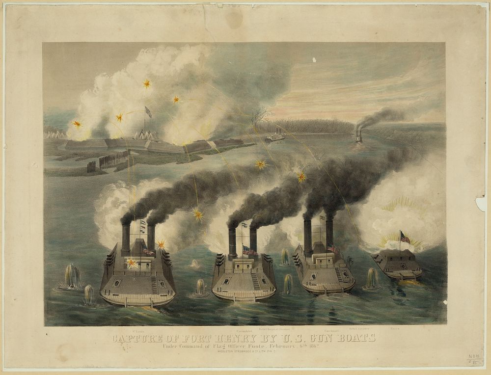 Capture of Fort Henry by U.S. gun boats under the command of Flag Officer Foote, February 6th 1862 / J.G. ; Middleton…