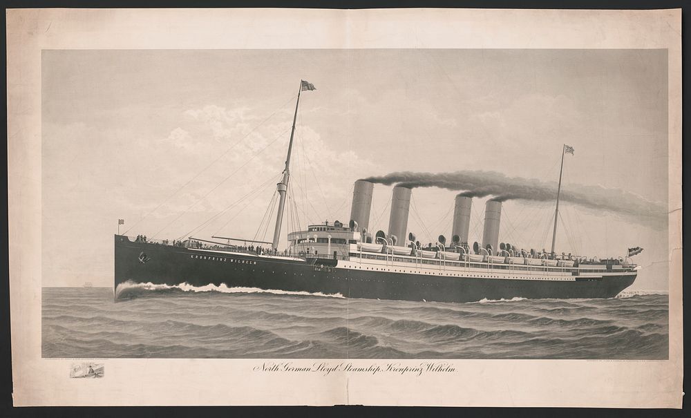 North German Lloyd steamship, Kronprinz Wilhelm / photograph by West & Son, SouthSea, copyright ; engraved by John A. Lowell…