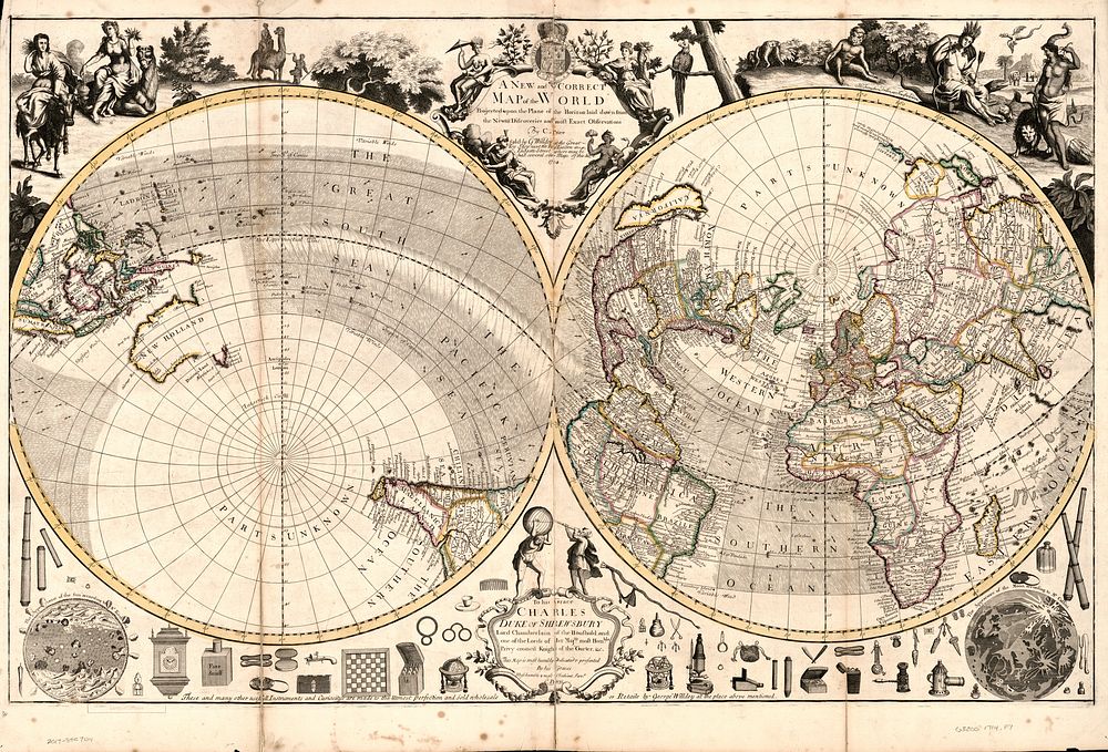 A new and correct map of the world projected upon the plane of the horizon laid down from the newest discoveries and most …