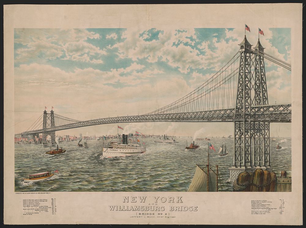 New York and Williamsburg Bridge, (bridge no. 2), Leffert L. Bruck, chief engineer