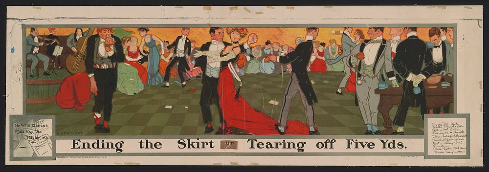Ending the skirt or tearing off five yds, he who dances must pay the fiddler etc.