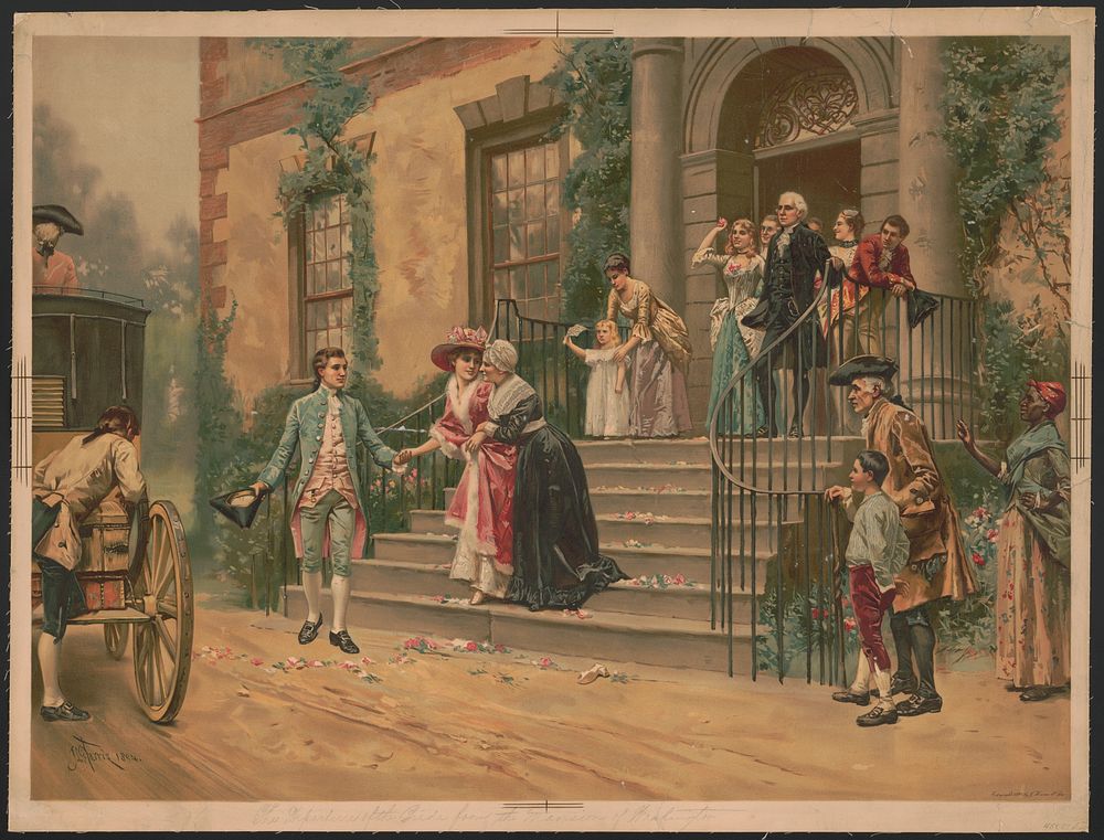 The departure of the bride from the mansion of Washington