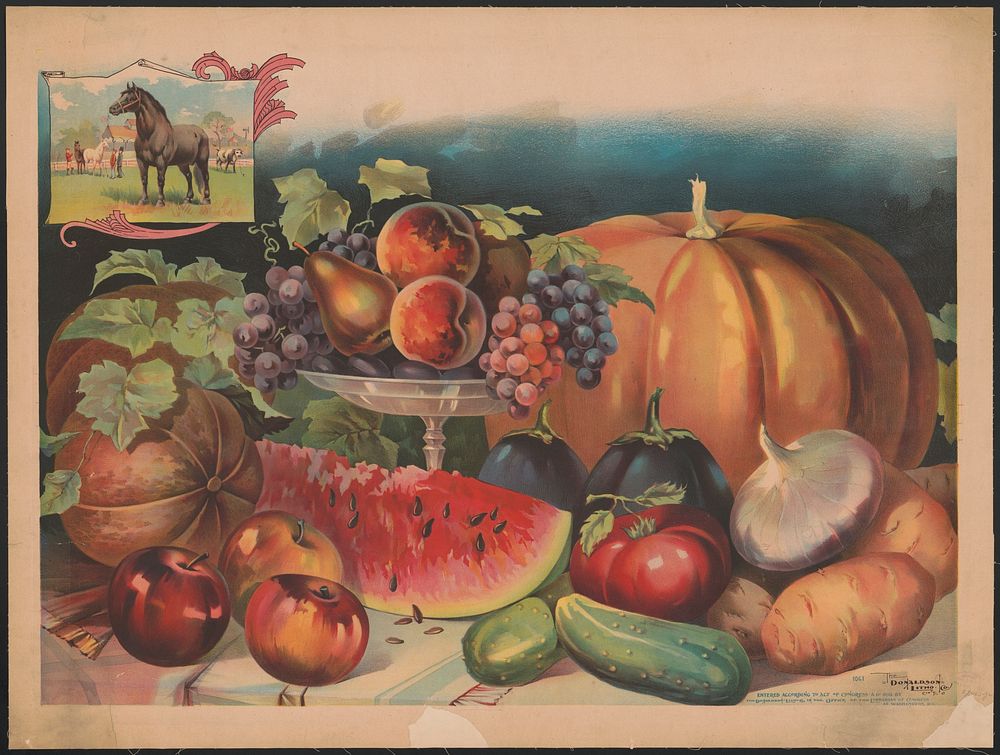 [Farm produce with small image of horse in the upper left corner]
