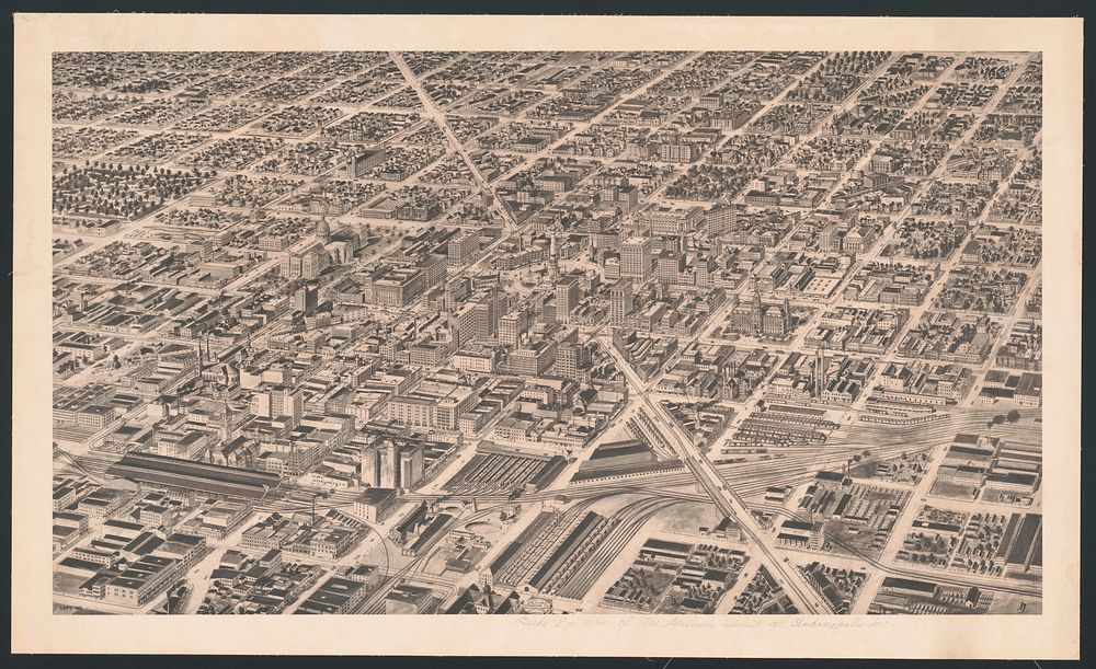 Bird's eye view of the business district of Indianapolis, Ind.