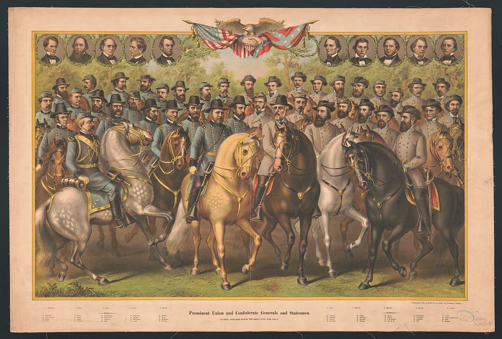 Prominent Union and Confederate generals and statesmen