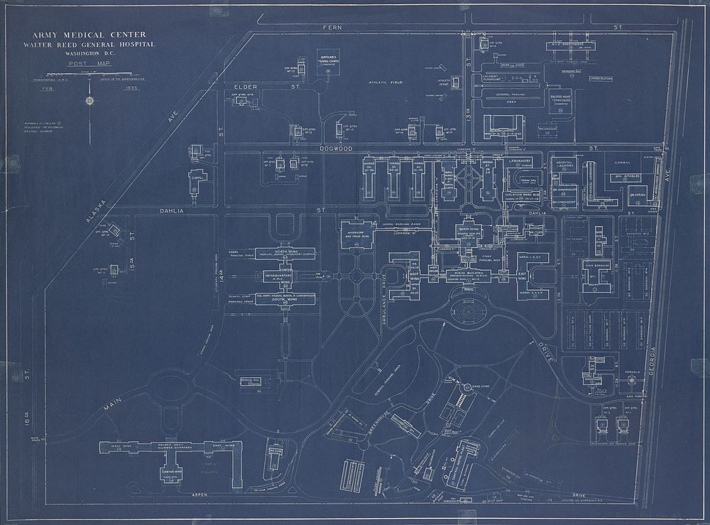 Army Medical Center, Walter Reed General Hospital, Washington, D.C., post map