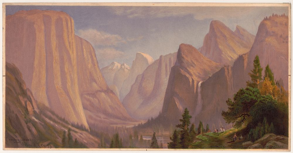 Yosemite Valley looking east from the Mariposa Trail / Prang's chromo. after John R. Key 73., L. Prang & Co., publisher