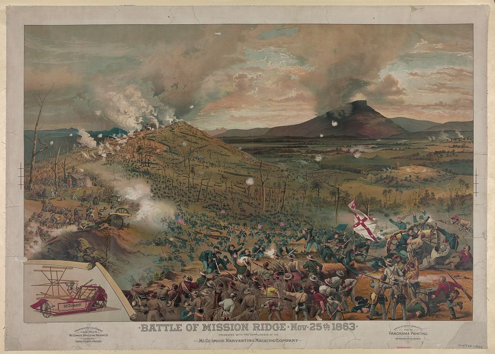 Battle of Mission [i.e., Missionary] Ridge, Nov. 25th, 1863 - presented with the compliments of the McCormick Harvesting…
