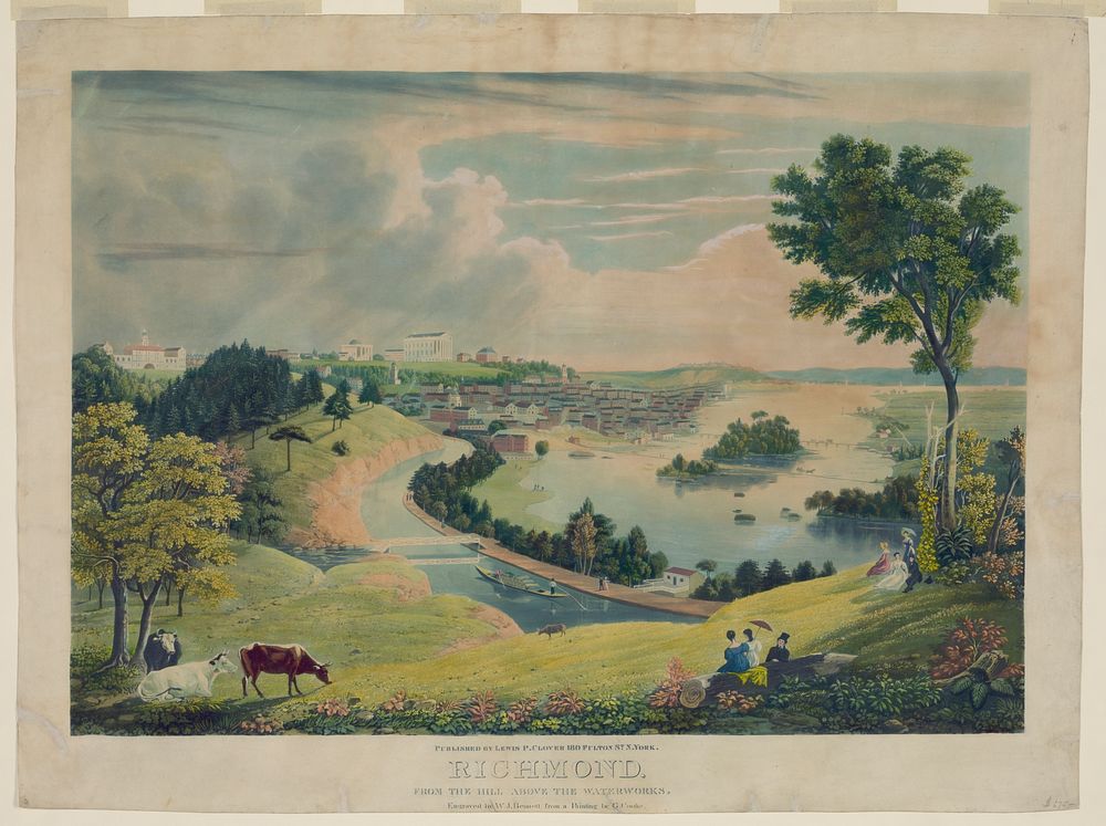 Richmond, from the hill above the waterworks / engraved by W.J. Bennett from a painting by G. Cooke.