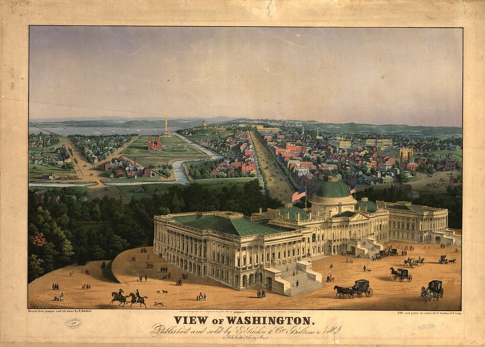 View of Washington / drawn from nature and on stone by E. Sachse ; lith. and print in colors