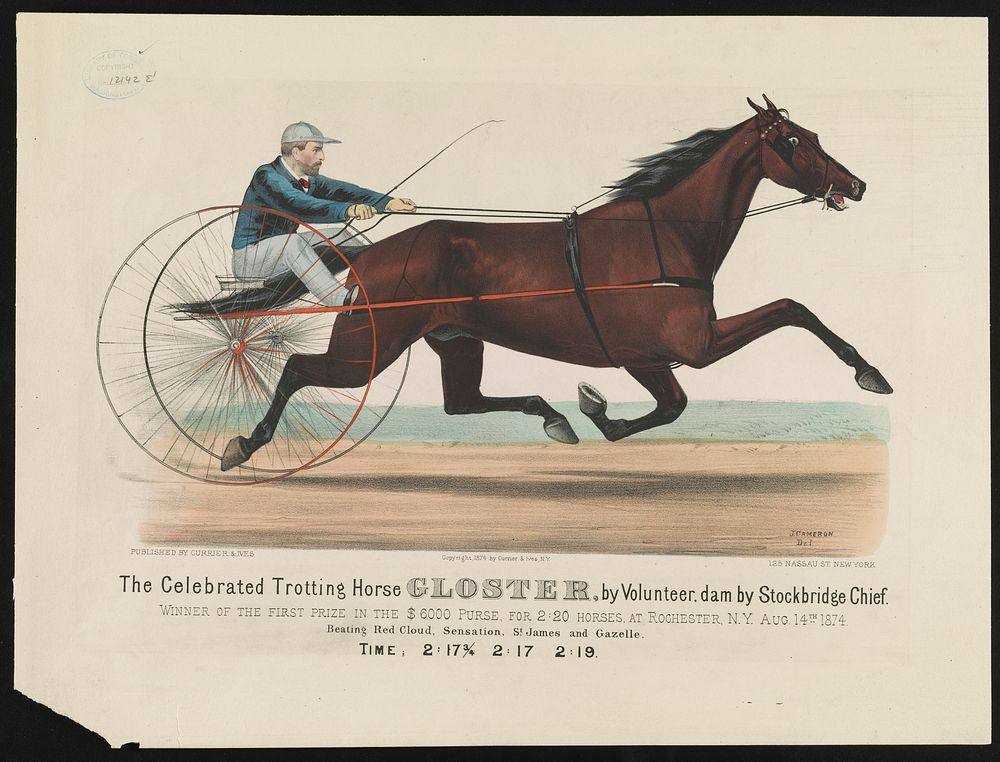 The celebrated trotting horse Gloster by Volunteer, dam by Stockbridge Chief: Winner of the first prize in the $6,000 purse…