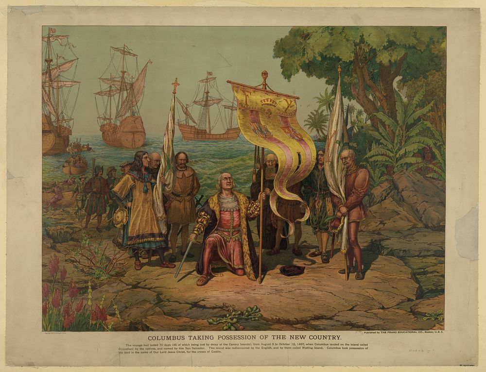 Columbus taking possession of the new country, L. Prang & Co., publisher