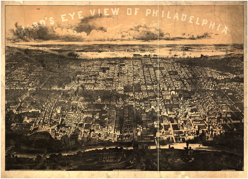 Bird's eye view of Philadelphia / J. Bachman, del. & lith., P.S. Duval & Son (printer)