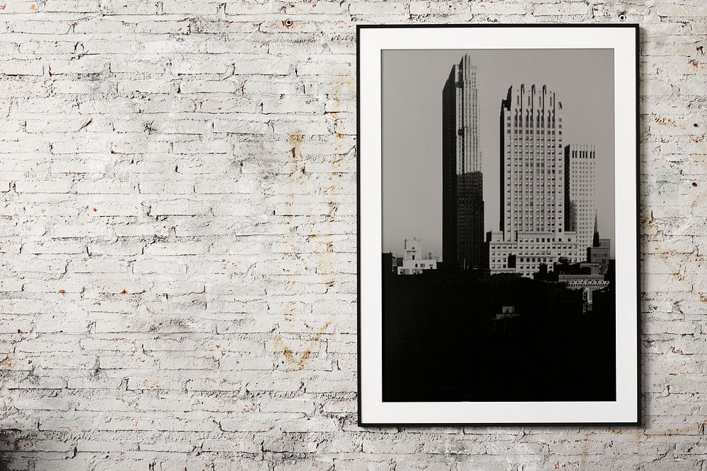 Office buildings framed photo, wall decoration