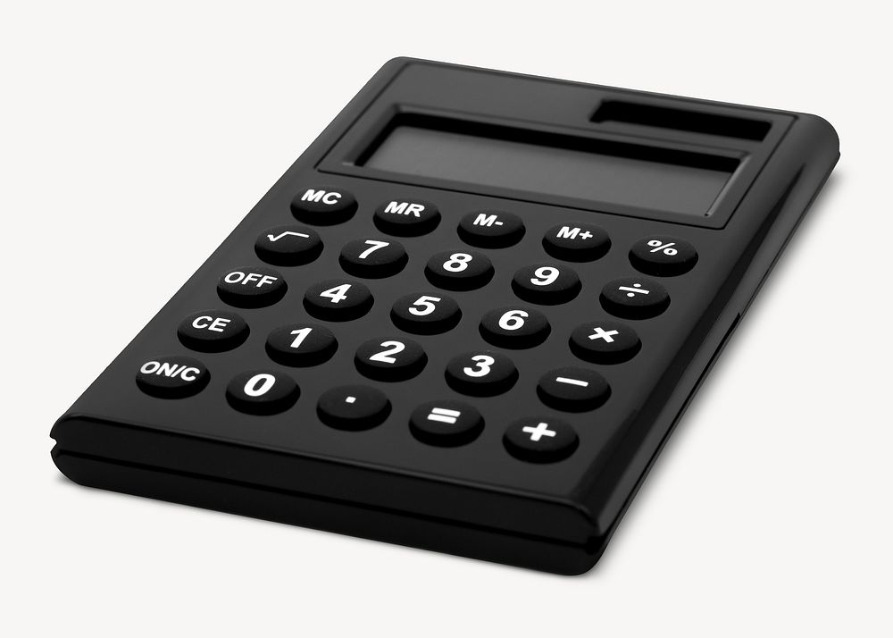 Black calculator, isolated stationery image psd