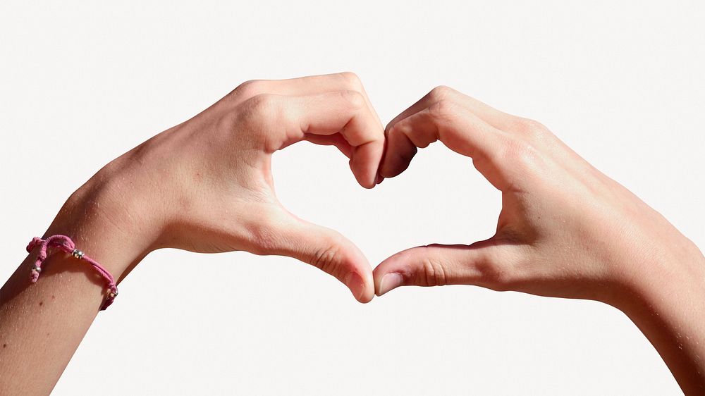 Heart hands, isolated sign language image psd