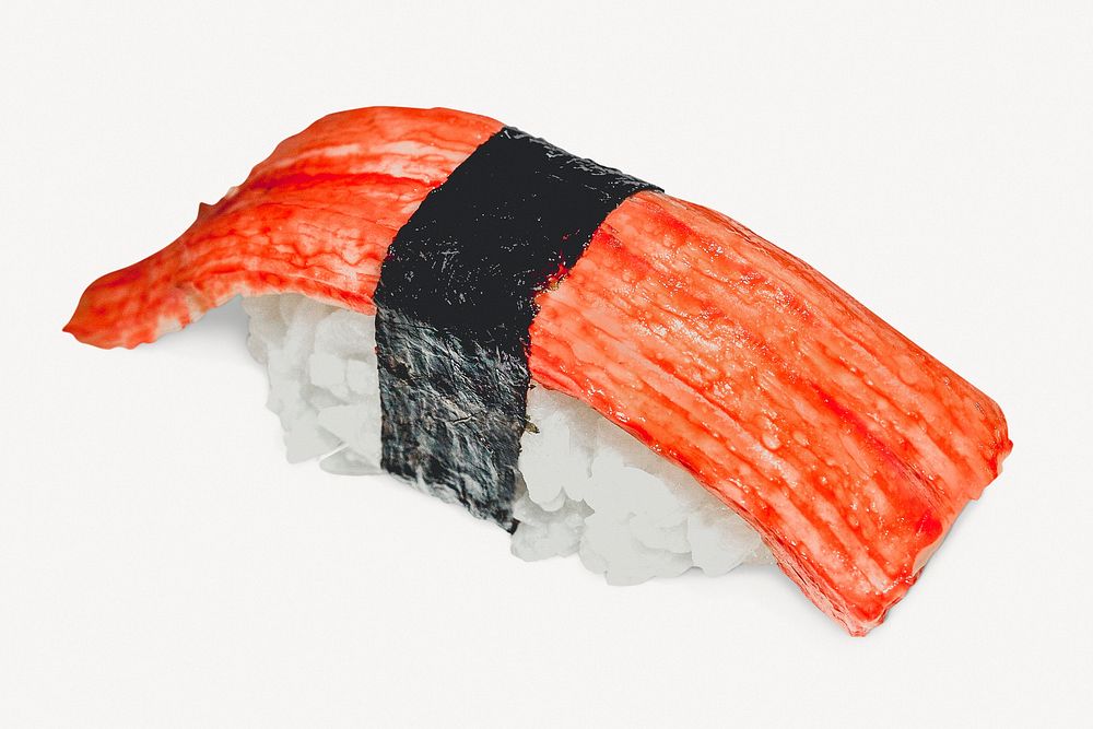 Crab stick sushi, Japanese food  isolated image psd