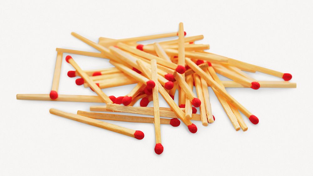 Wooden matches, isolated object image psd