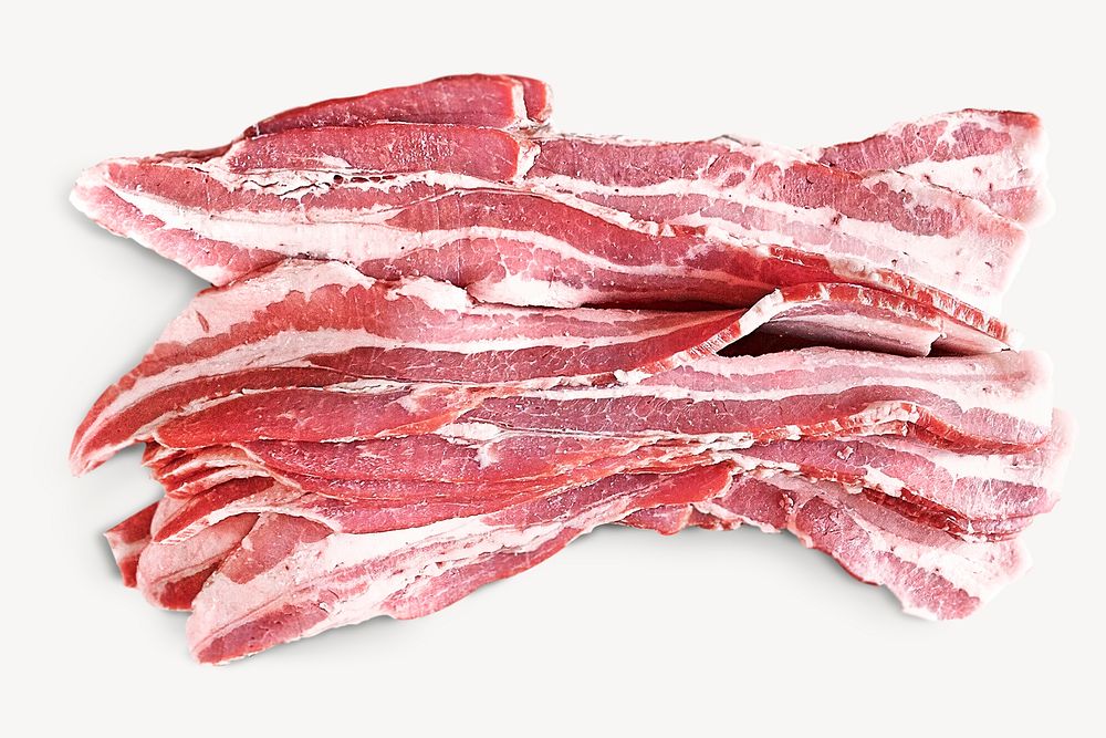 Bacon slices, raw processed meat image psd