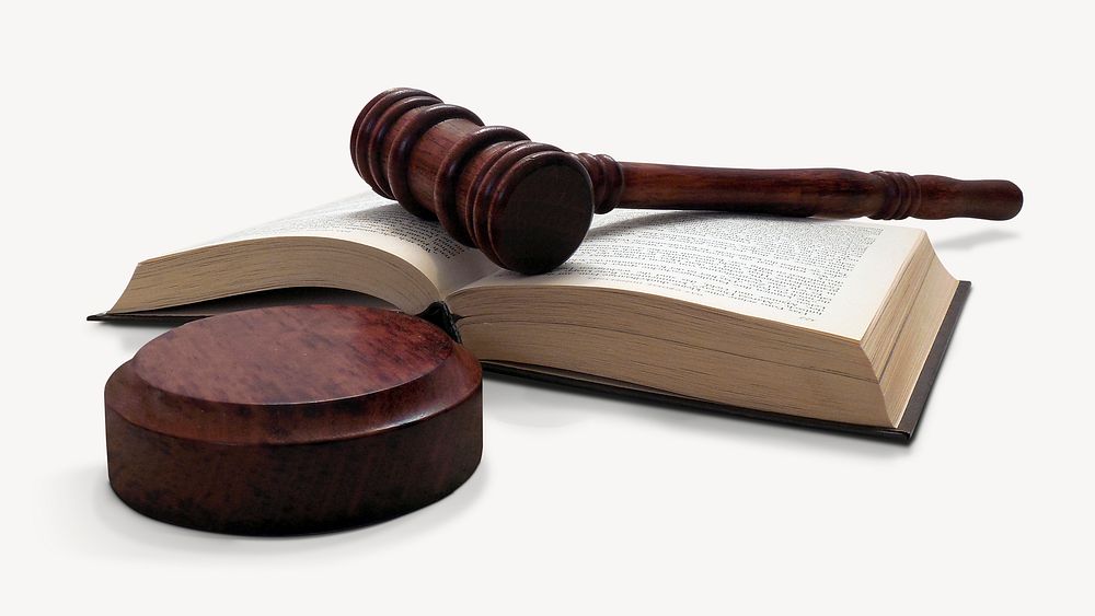Gavel and book, isolated object image psd
