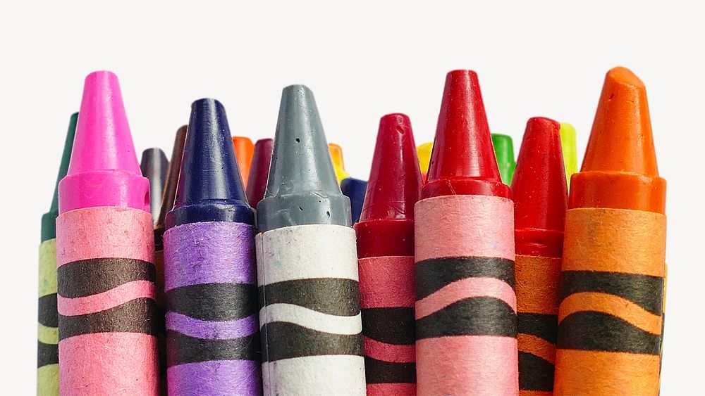 Colorful crayon sticks, isolated art image psd