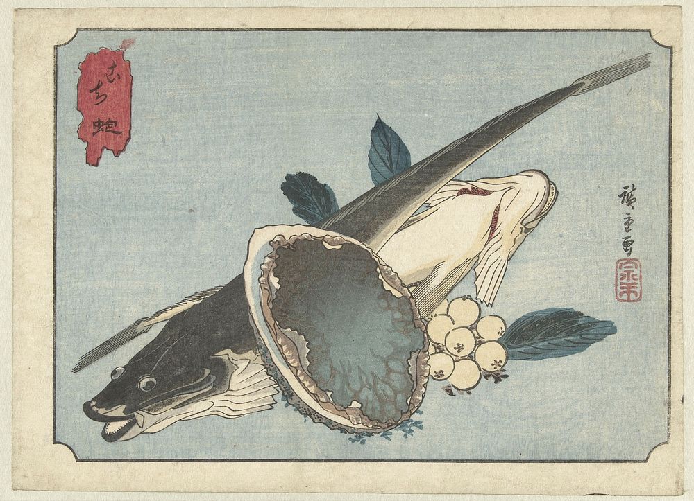 Abalone and Flathead by Utagawa Hiroshige. Original public domain image from the Rijksmuseum.