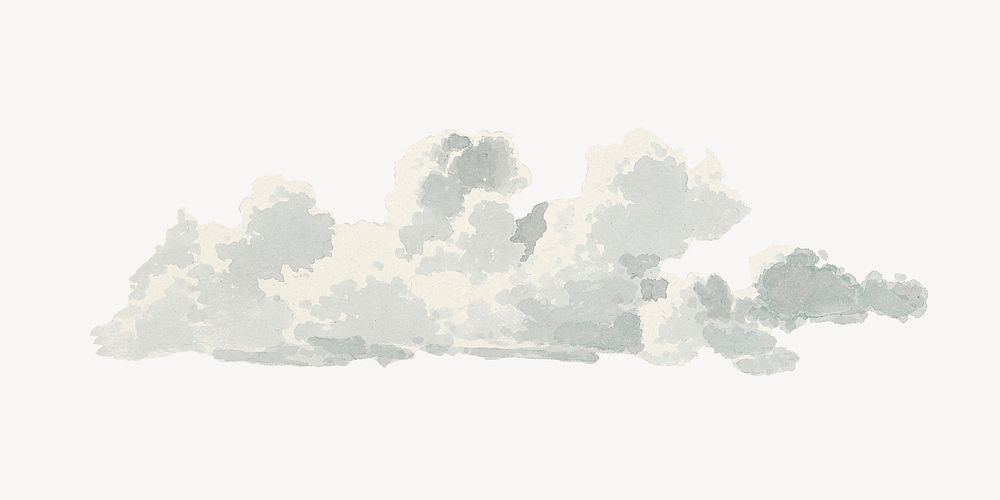 Watercolor clouds, aesthetic weather illustration psd