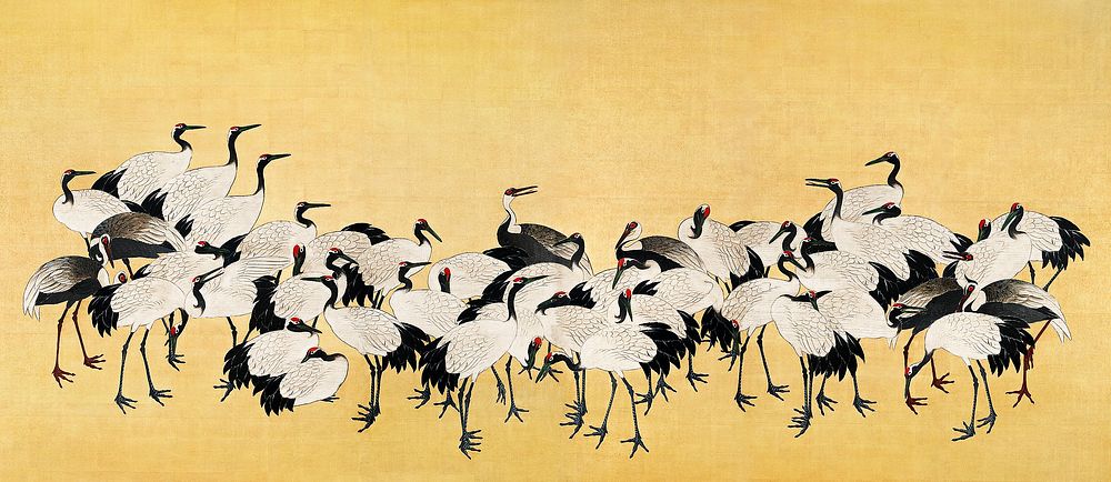 Japanese cranes (18th century) vintage painting Original public domain image from the Minneapolis Institute of Art.  …