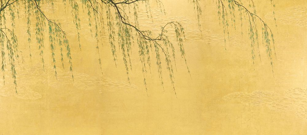 Japanese willow (17th century) vintage painting by Hasegawa School. Original public domain image from the Minneapolis…