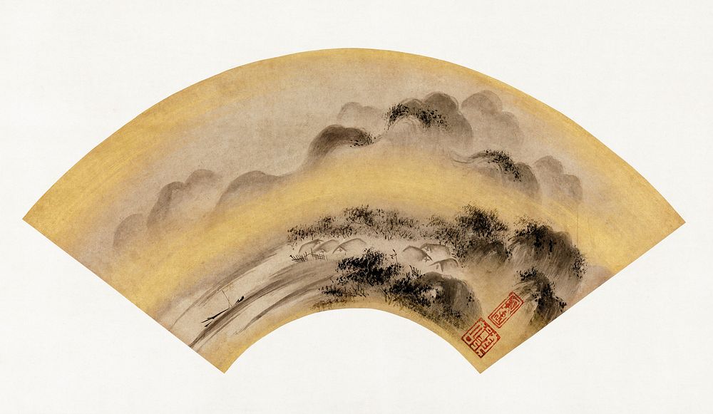 Mounted fan painting (18th Century). Original public domain image by I Fukyū from the Minneapolis Institute of Art.  …