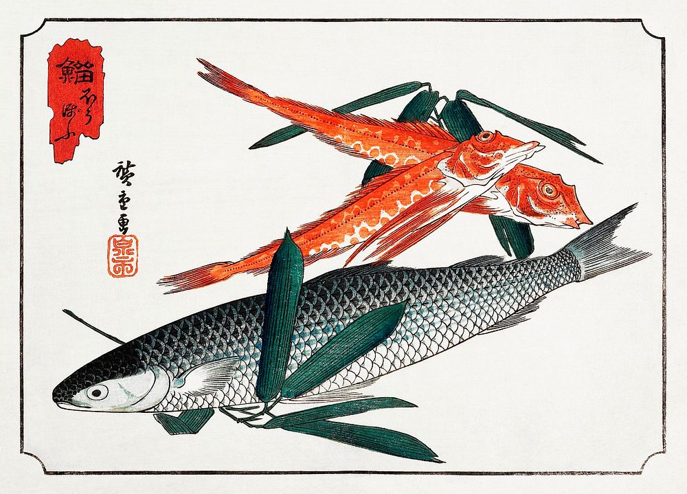 Cod and Gurnard (1830) by Utagawa Hiroshige. Original public domain image from the Minneapolis Institute of Art.   Digitally…