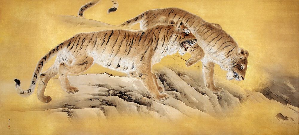 Tigers by Mountain Streams (1892-1895) by Kishi Chikudō. Original public domain image from The Minneapolis Institute of Art.…