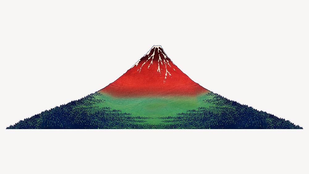 Hokusai's volcanic mountain psd.   Remastered by rawpixel. 