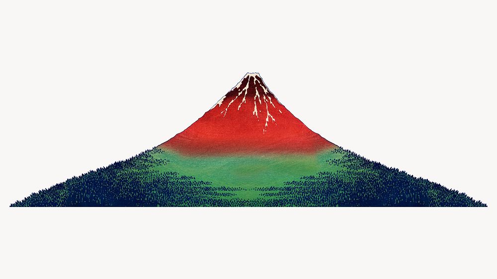 Hokusai's volcanic mountain desktop wallpaper.   Remastered by rawpixel. 
