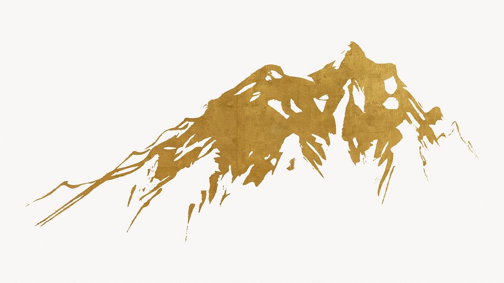 Gold mountain desktop wallpaper, nature illustration. Remixed by rawpixel.