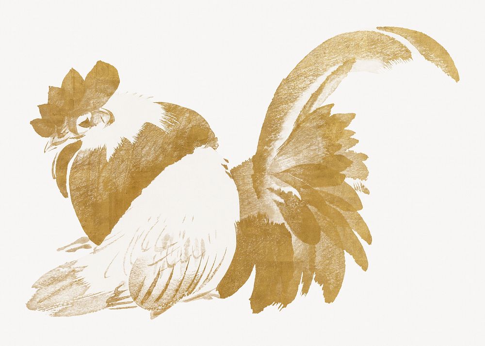 Vintage gold rooster. Remixed by rawpixel.